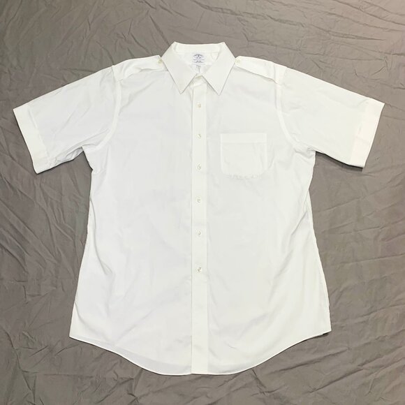 Brooks Brothers Men's 16.5 Slim Fit Non-Iron White Pilot Shirt Uniform Career - Picture 1 of 7